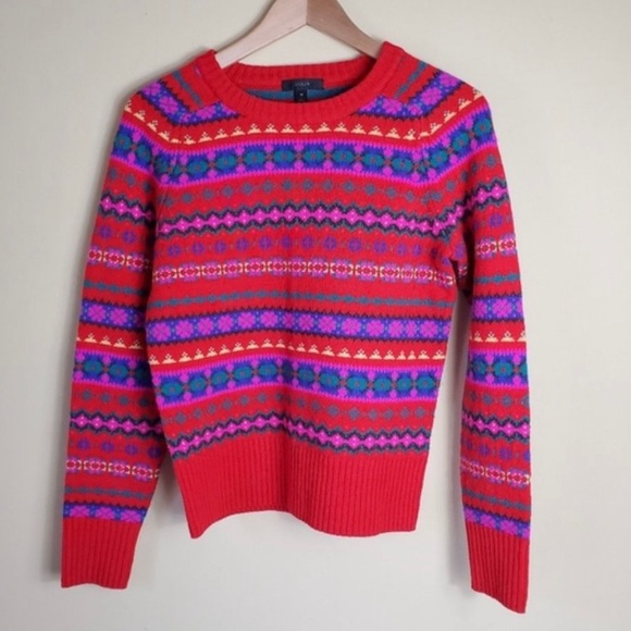 J Crew Red Wool Sweater Size Small - Picture 3 of 4